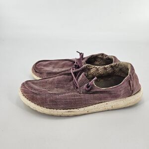 Hey dude 10 womens red purple maroon sparkle glitter shoes slip on